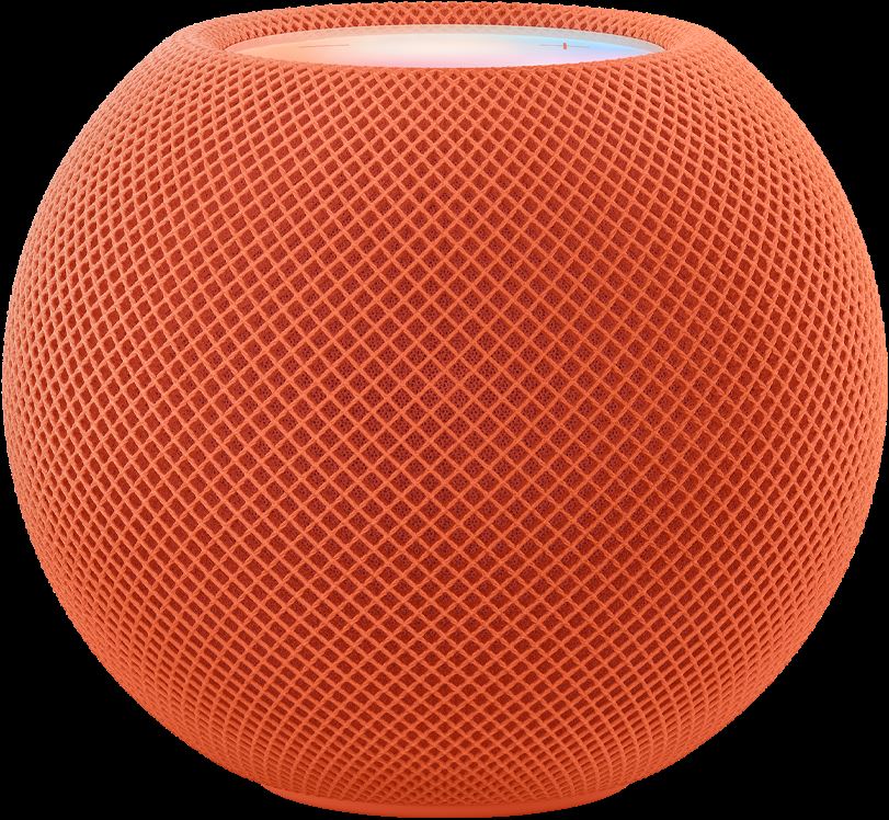 Orange スロット シアター 四海 樓 データ HomePod mini with colorful pixels in motion above it spelling the word “mini.”