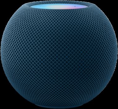 Blue スロット シアター 四海 樓 データ HomePod mini with colorful pixels in motion above it spelling the word “mini.”