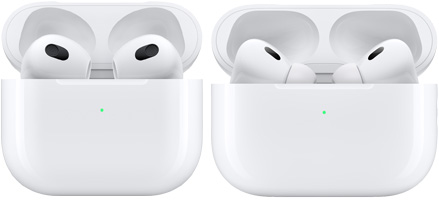 AirPods and AirPods Pro with open case tops