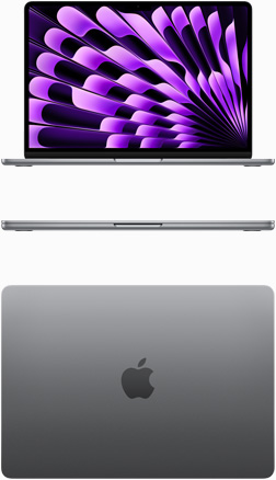 Front and top view of MacBook Air in Space Gray color