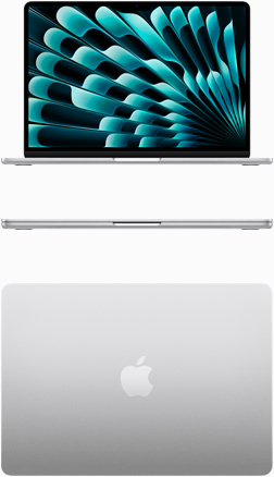 Front and top view of MacBook Air in Silver color