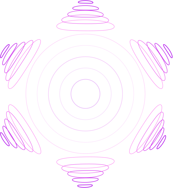 Purple soundwaves form a circle, surrounding the headline.